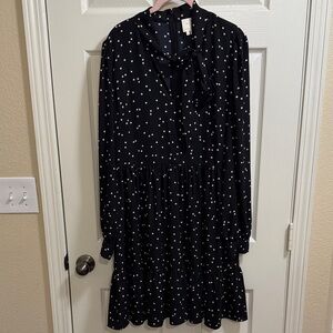 Kate Spade Black and White Polka Dot Long Sleeve Dress